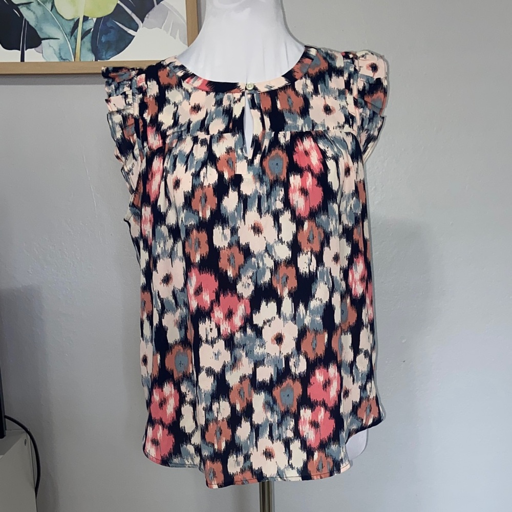 LOFT floral ikat blouse NWT